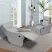 Poltrona Decorativa Reclinável Manual Moroni Couro Cinza G43 - Gran Belo