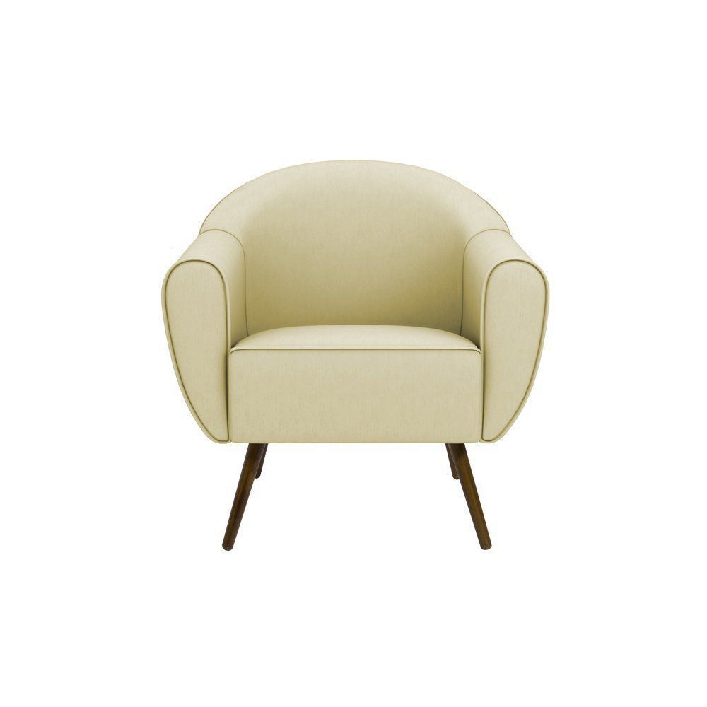 Poltrona Decorativa Sacha PU Sintético Bege Claro G15 - Gran Belo