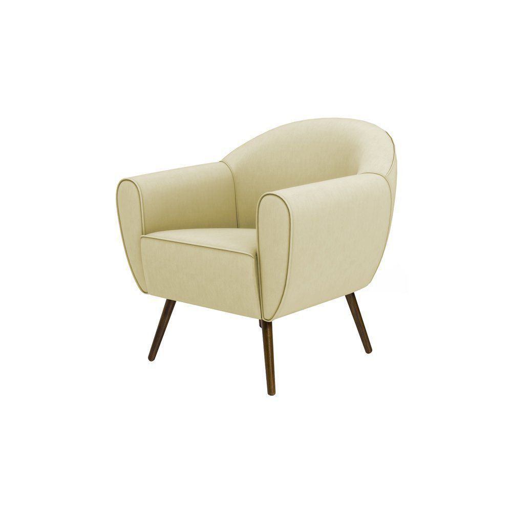 Poltrona Decorativa Sacha PU Sintético Bege Claro G15 - Gran Belo