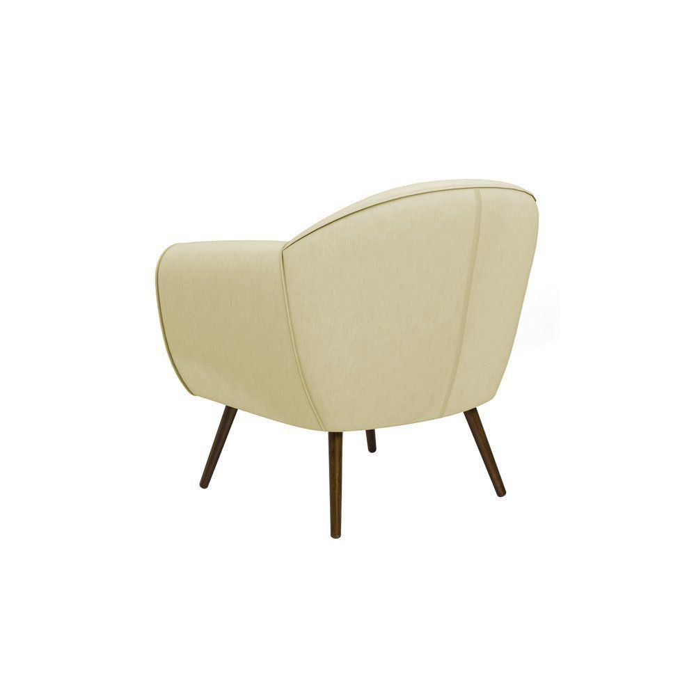 Poltrona Decorativa Sacha PU Sintético Bege Claro G15 - Gran Belo