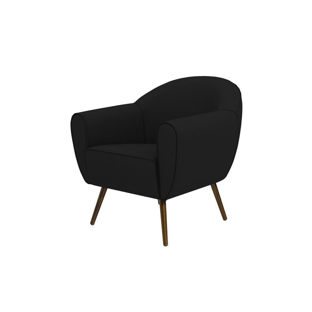 Poltrona Decorativa Sacha PU Sintético Preto G15 - Gran Belo