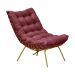 Poltrona Decorativa Sala de Estar Abel Base de Ferro Dourada Suede Bordô G41 - Gran Belo