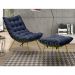 Poltrona Decorativa Sala de Estar Abel Base de Ferro Dourada Veludo Azul G41 - Gran Belo