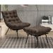 Poltrona Decorativa Sala de Estar Abel Base de Ferro Preto Linho Marrom G41 - Gran Belo