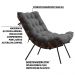 Poltrona Decorativa Sala de Estar Abel Base de Madeira Preto Suede Cinza G41 - Gran Belo