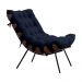 Poltrona Decorativa Sala de Estar Abel Base de Madeira Preto Veludo Azul G41 - Gran Belo