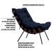 Poltrona Decorativa Sala de Estar Abel Base de Madeira Preto Veludo Azul G41 - Gran Belo