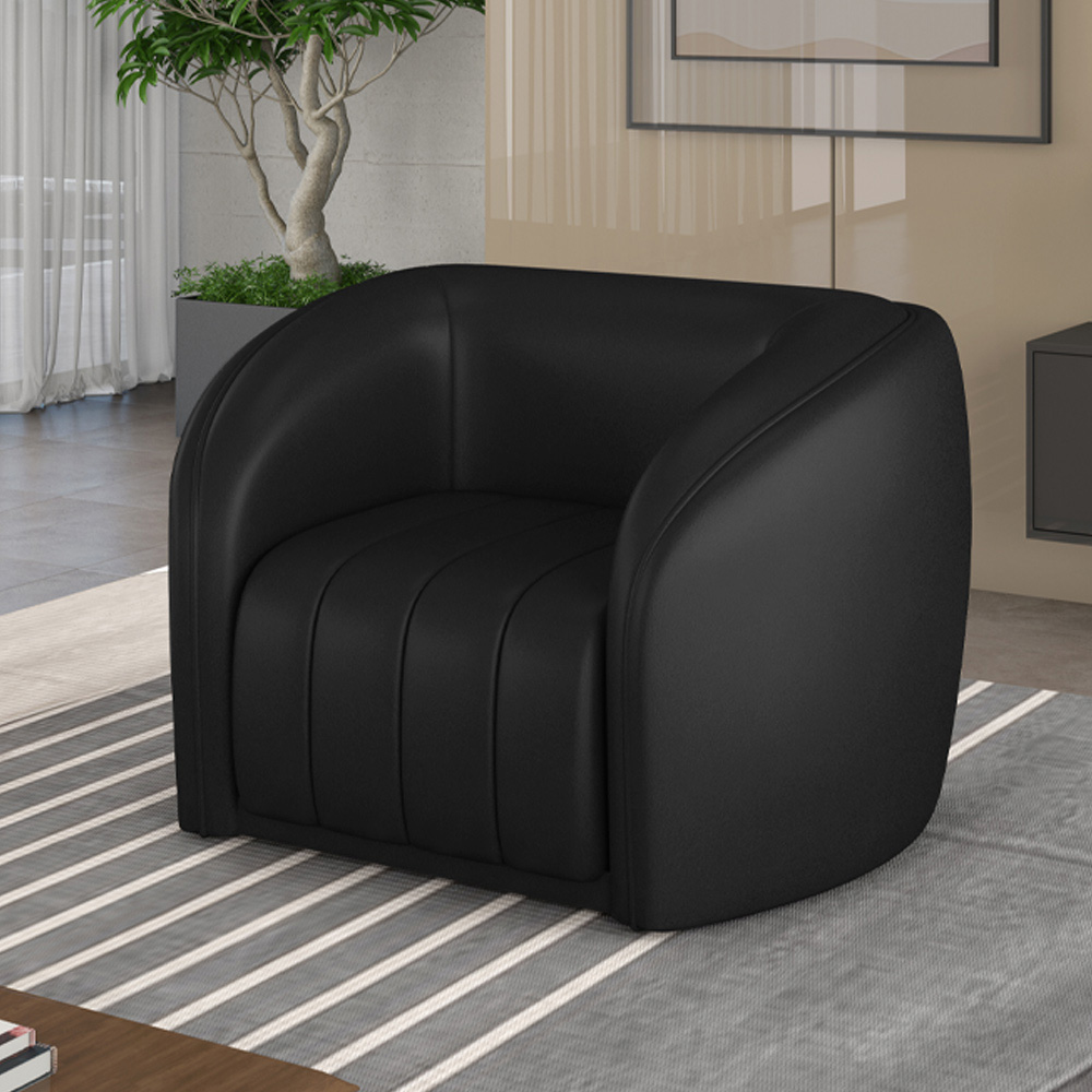 Poltrona Decorativa Sala de Estar Adam PU Preto G45 - Gran Belo