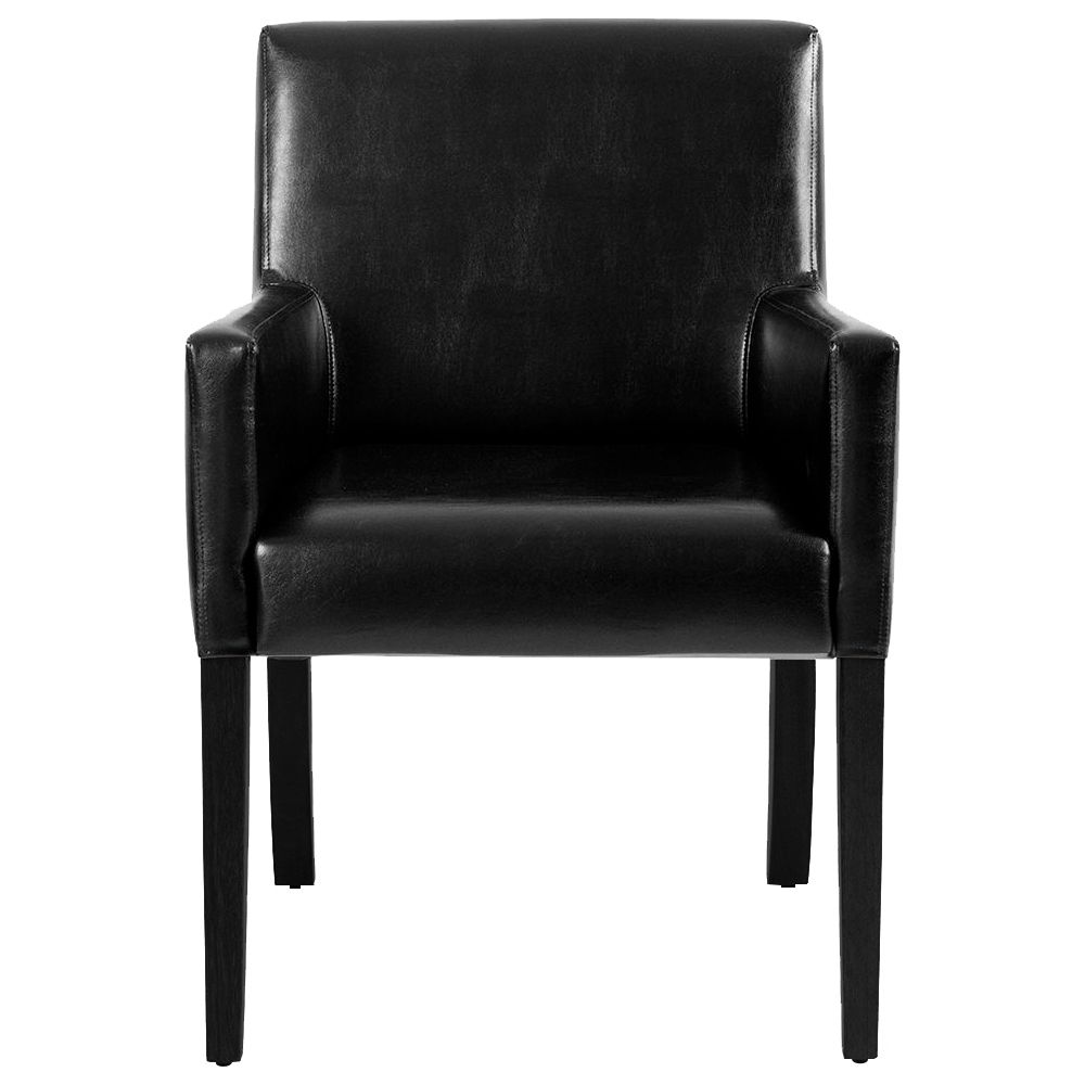 Poltrona Decorativa Sala de Estar Base Madeira Preto Liverpool PU Sintético Preto G15 - Gran Belo