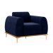 Poltrona Decorativa Sala de Estar Base de Madeira Euro Veludo Azul Marinho G15 - Gran Belo