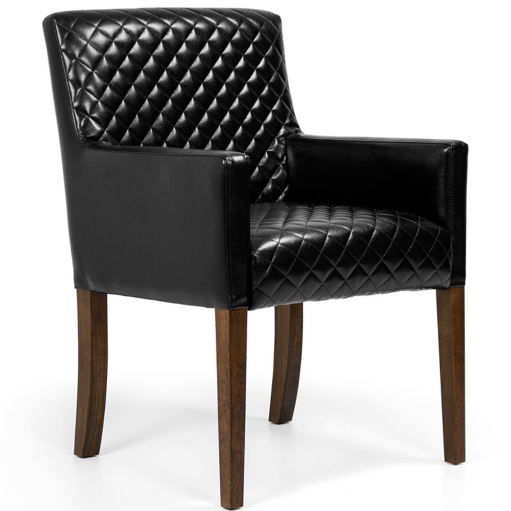 Poltrona Decorativa Sala de Estar Base de Madeira Liverpool PU Sintético Preto Tressê G15 - Gran Belo
