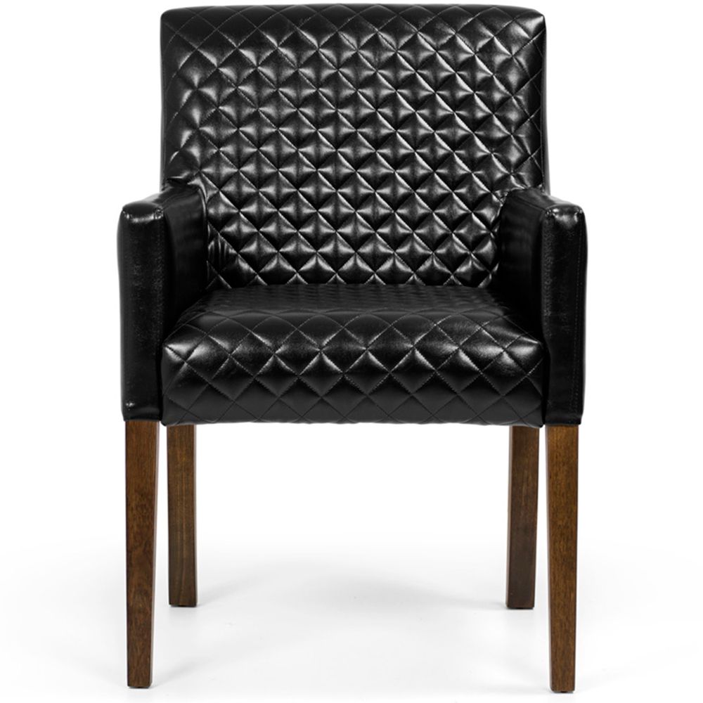 Poltrona Decorativa Sala de Estar Base de Madeira Liverpool PU Sintético Preto Tressê G15 - Gran Belo