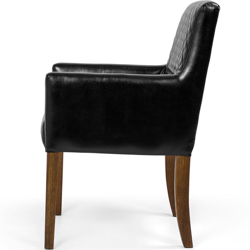 Poltrona Decorativa Sala de Estar Base de Madeira Liverpool PU Sintético Preto Tressê G15 - Gran Belo