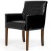 Poltrona Decorativa Sala de Estar Base de Madeira Liverpool PU Sintético Preto Tressê G15 - Gran Belo
