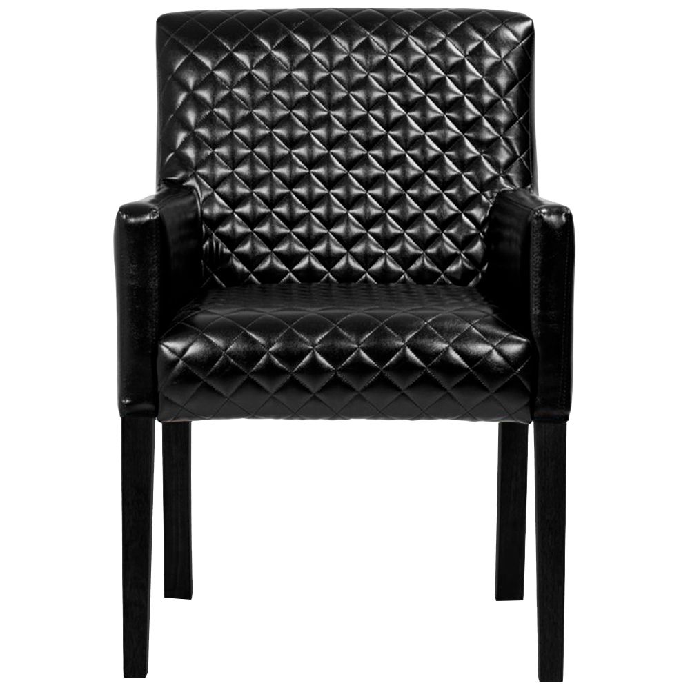 Poltrona Decorativa Sala de Estar Base de Madeira Preto Liverpool PU Sintético Preto Tressê G15 - Gran Belo