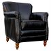 Poltrona Decorativa Sala de Estar Brunei Pés Madeira Couro Preto G58 - Gran Belo