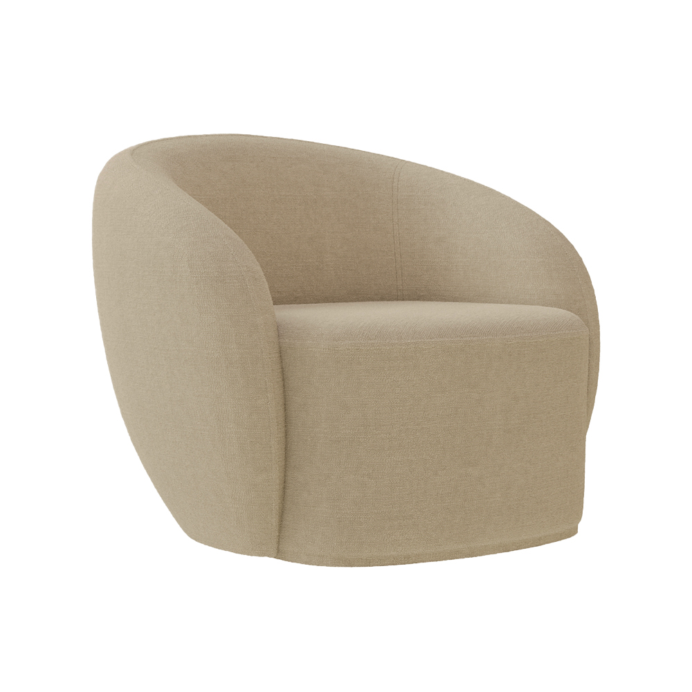 Poltrona Decorativa Sala de Estar Íbis Encosto Fixo Bouclê Bege G33 - Gran Belo