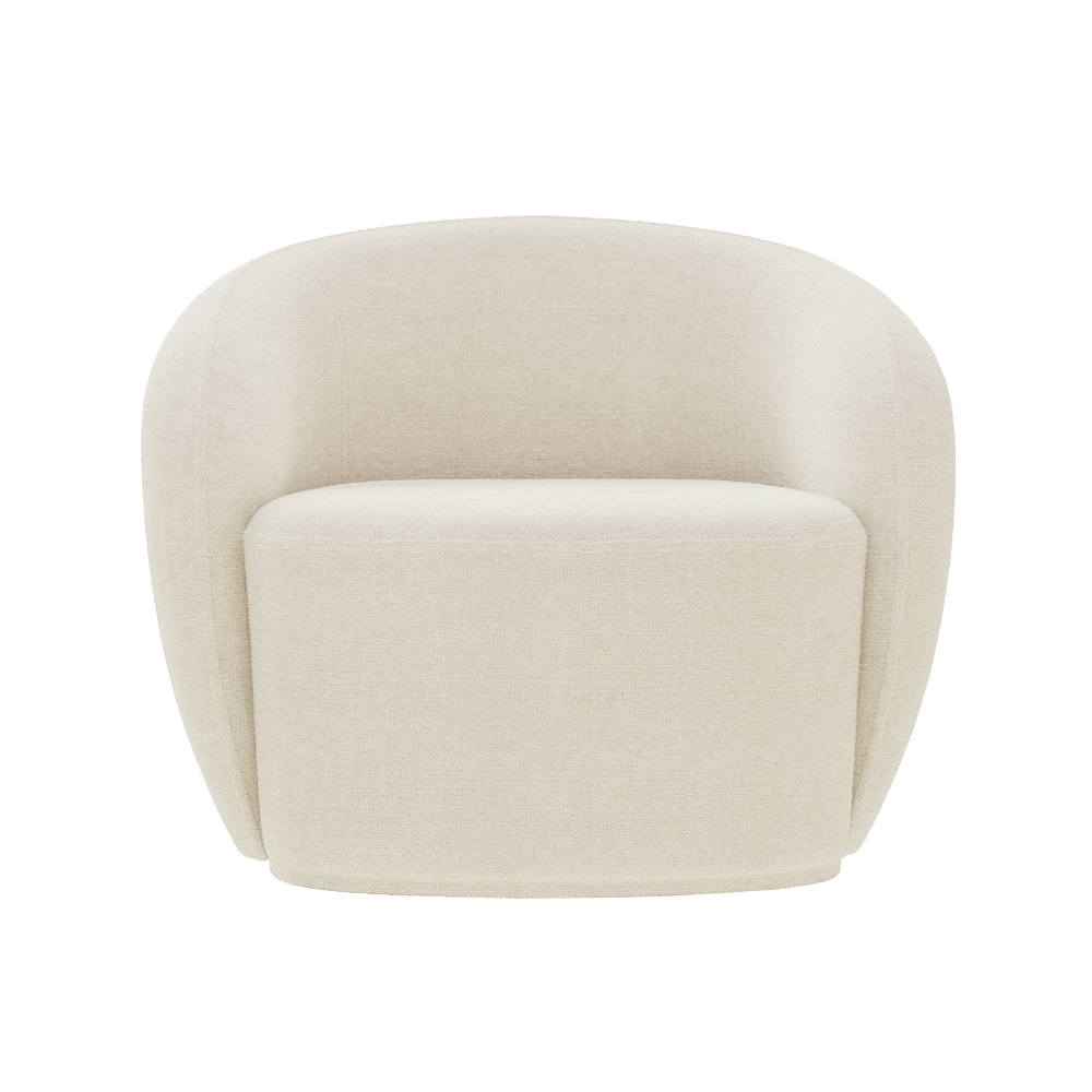Poltrona Decorativa Sala de Estar Íbis Encosto Fixo Bouclê Off White G33 - Gran Belo