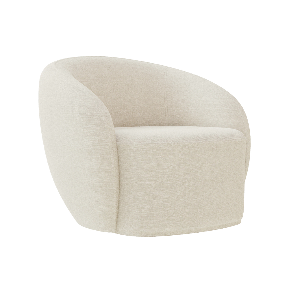 Poltrona Decorativa Sala de Estar Íbis Encosto Fixo Bouclê Off White G33 - Gran Belo