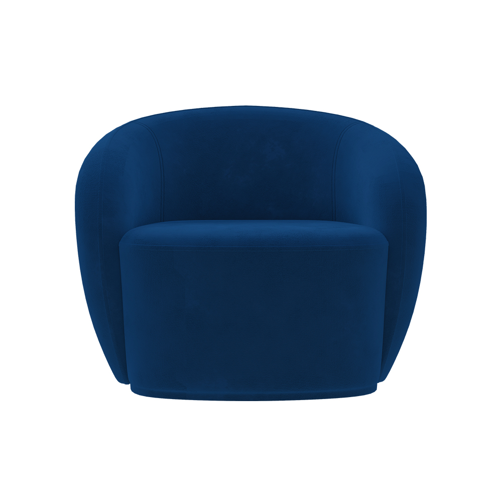 Poltrona Decorativa Sala de Estar Íbis Encosto Fixo Veludo Azul Marinho G33 - Gran Belo