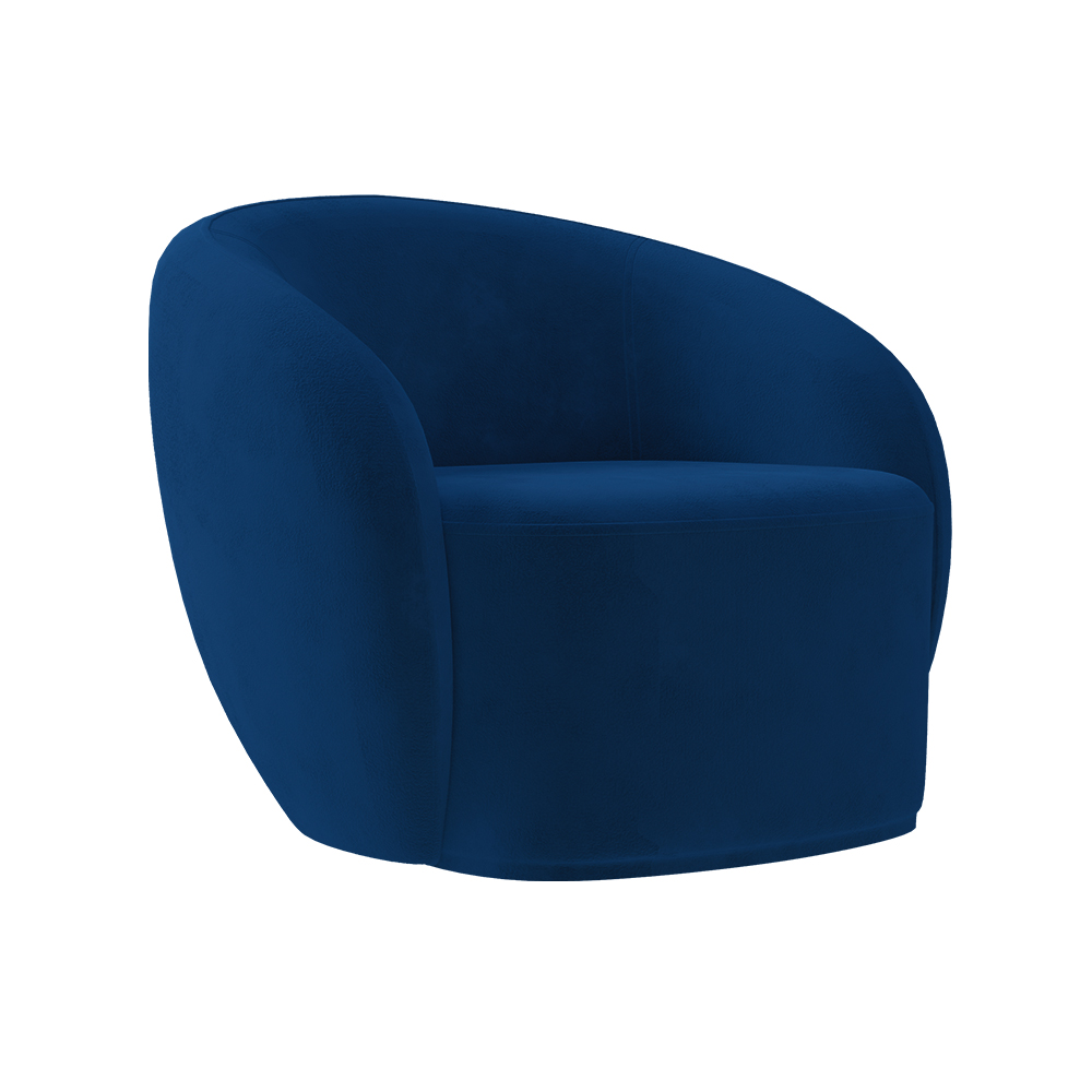Poltrona Decorativa Sala de Estar Íbis Encosto Fixo Veludo Azul Marinho G33 - Gran Belo