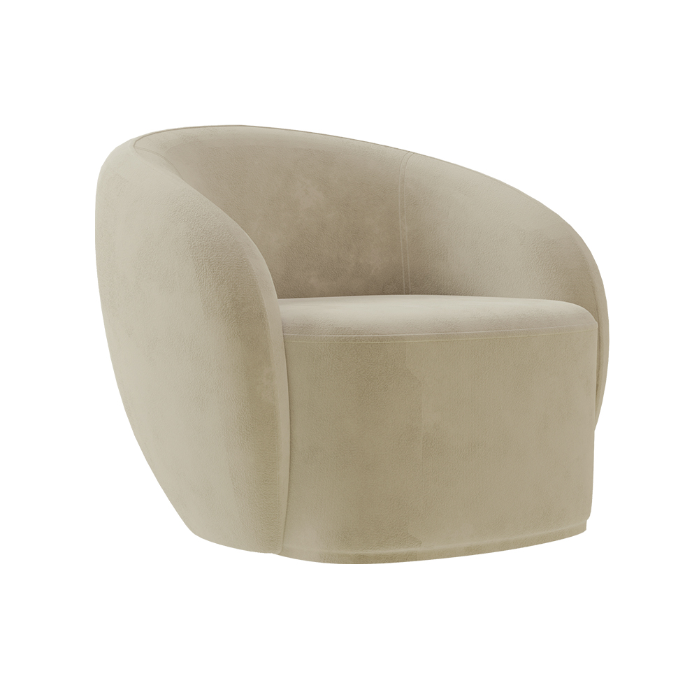 Poltrona Decorativa Sala de Estar Íbis Encosto Fixo Veludo Bege G33 - Gran Belo