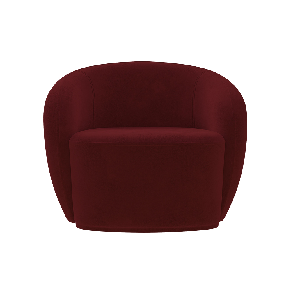 Poltrona Decorativa Sala de Estar Íbis Encosto Fixo Veludo Bordô G33 - Gran Belo