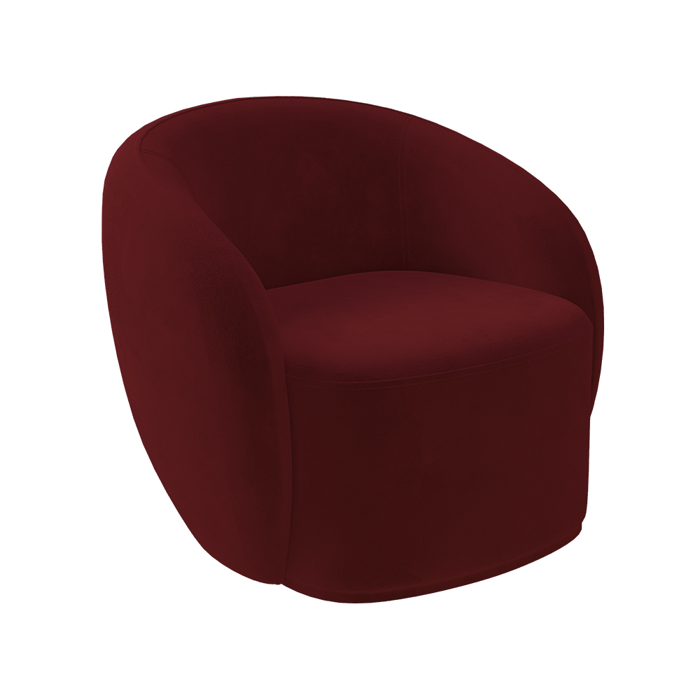 Poltrona Decorativa Sala de Estar Íbis Encosto Fixo Veludo Bordô G33 - Gran Belo