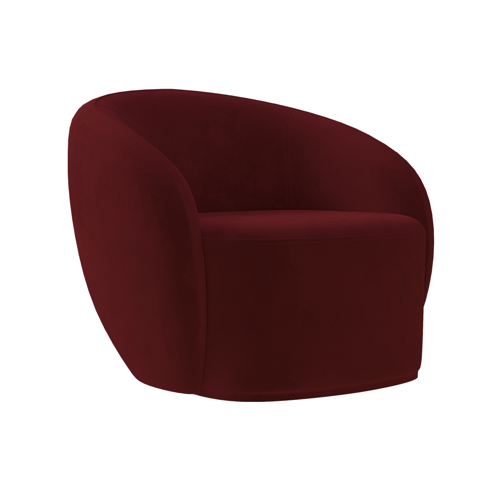 Poltrona Decorativa Sala de Estar Íbis Encosto Fixo Veludo Bordô G33 - Gran Belo