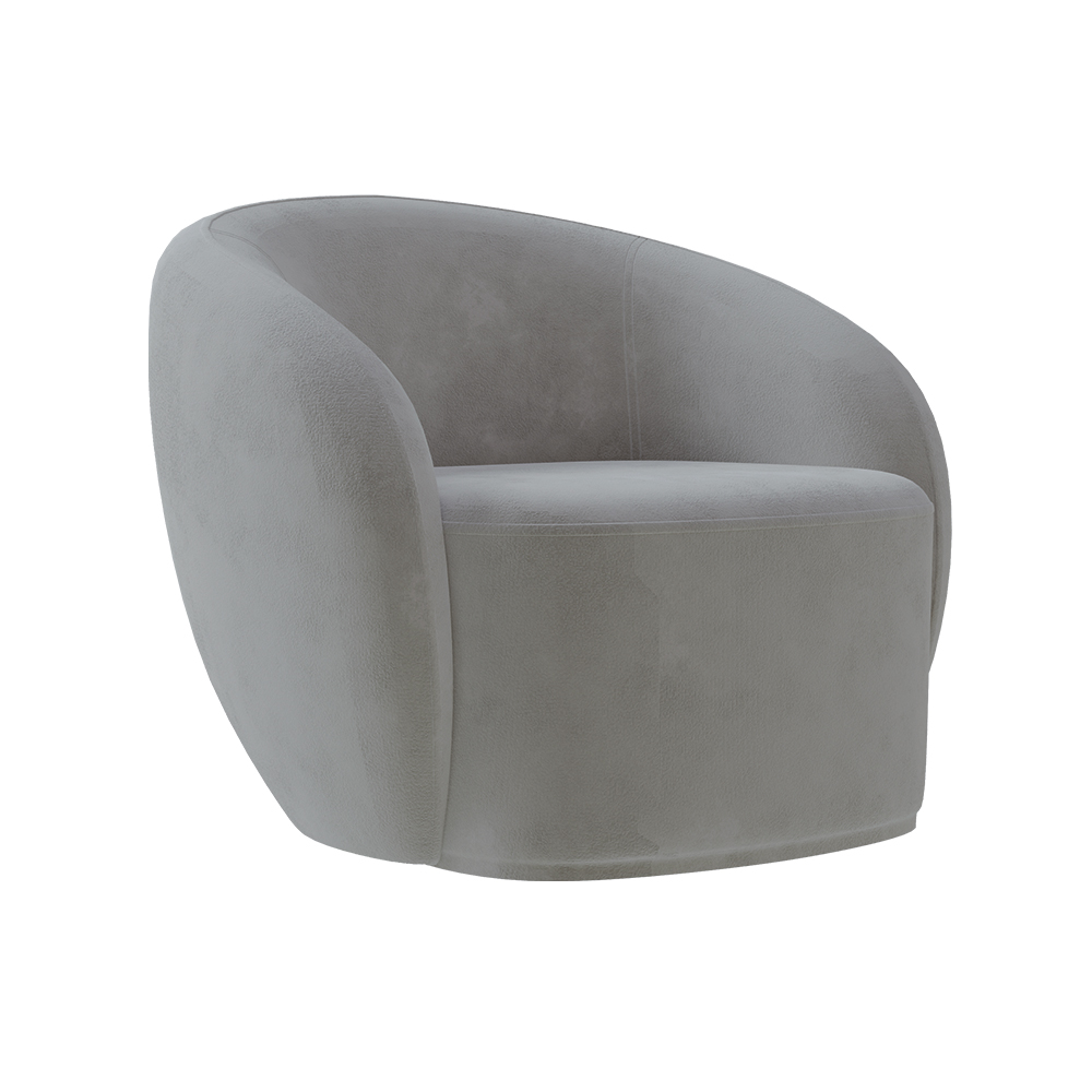 Poltrona Decorativa Sala de Estar Íbis Encosto Fixo Veludo Cinza G33 - Gran Belo