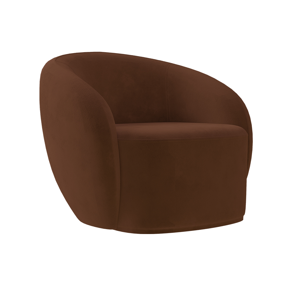 Poltrona Decorativa Sala de Estar Íbis Encosto Fixo Veludo Marrom G33 - Gran Belo
