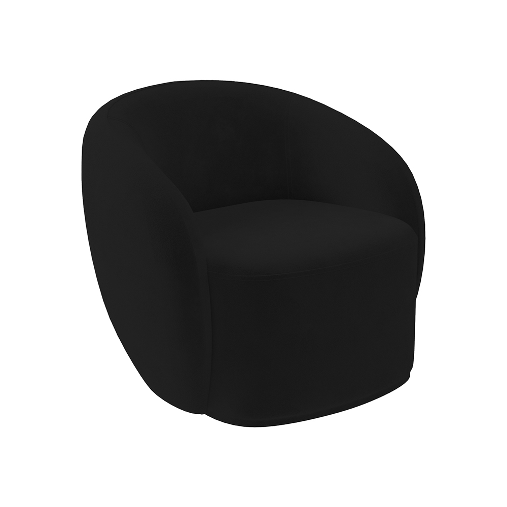 Poltrona Decorativa Sala de Estar Íbis Encosto Fixo Veludo Preto G33 - Gran Belo