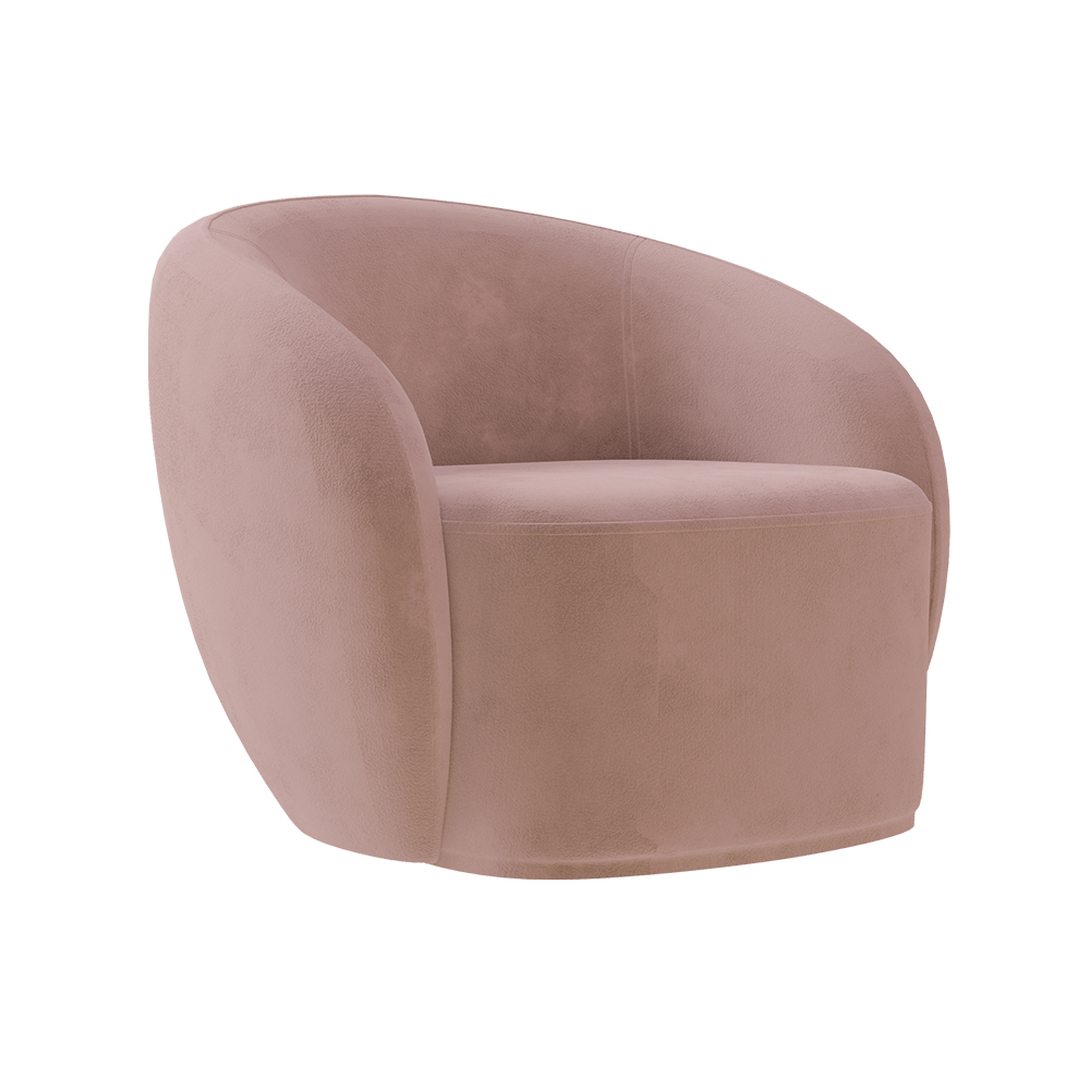 Poltrona Decorativa Sala de Estar Íbis Encosto Fixo Veludo Rosê G33 - Gran Belo