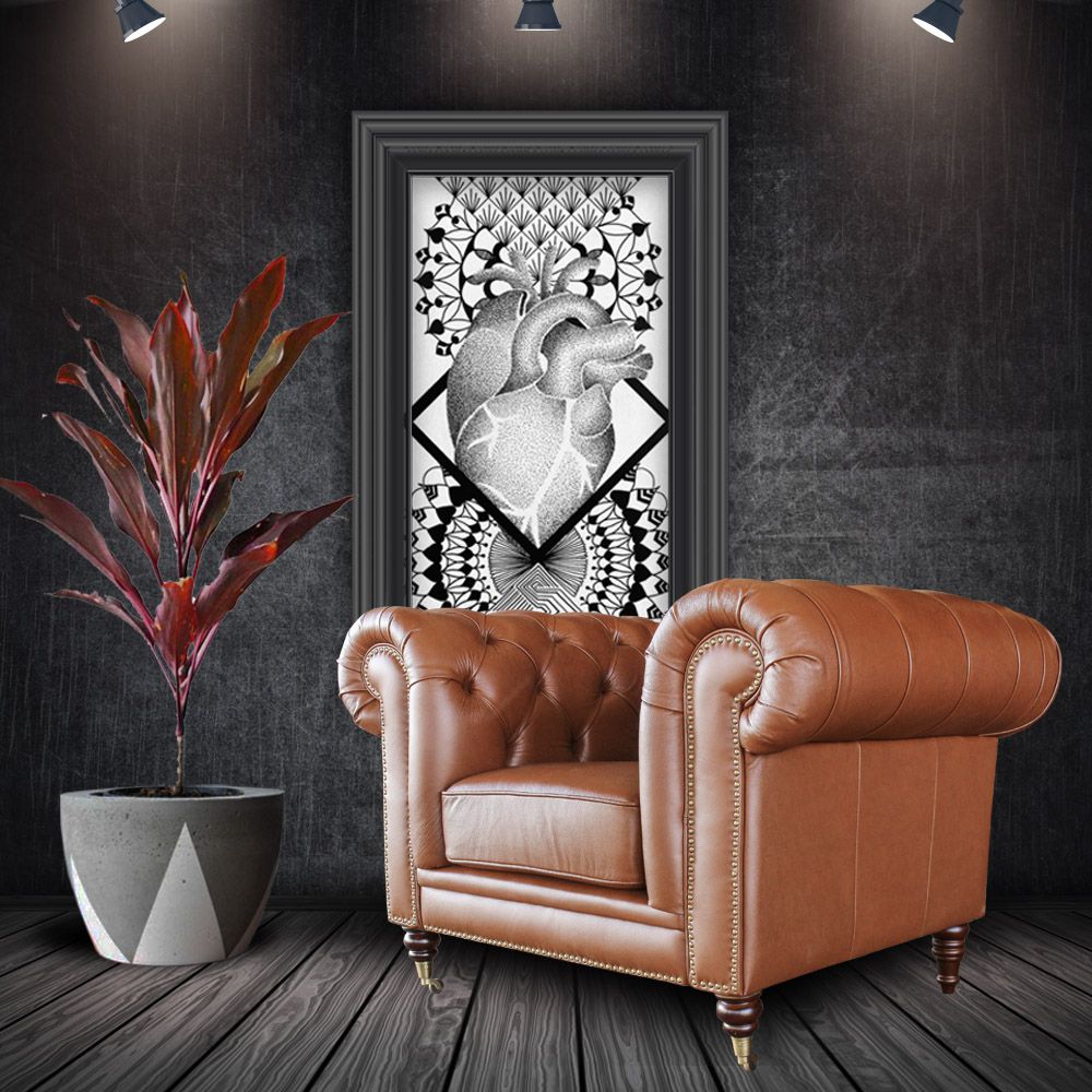 Poltrona Decorativa Sala de Estar Chesterfield Duo Couro Conhaque Brilho - Gran Belo