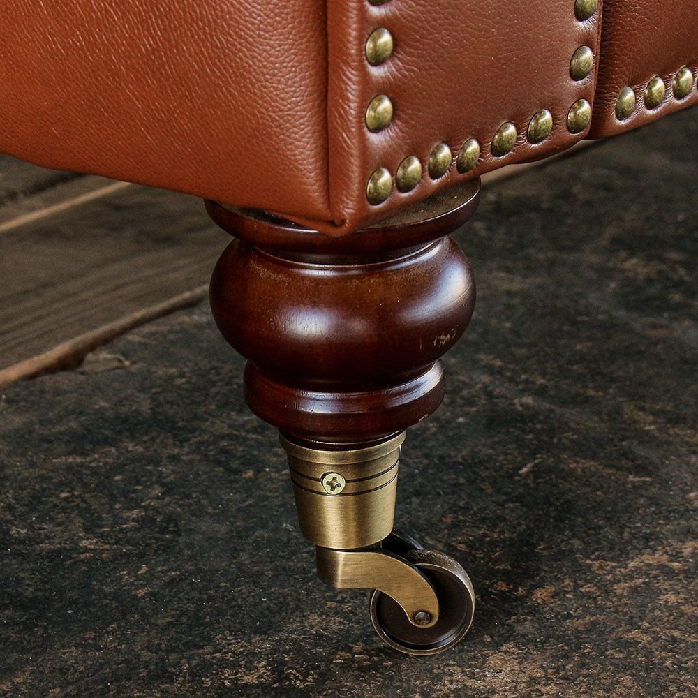 Poltrona Decorativa Sala de Estar Chesterfield Duo Couro Conhaque Brilho G40 - Gran Belo