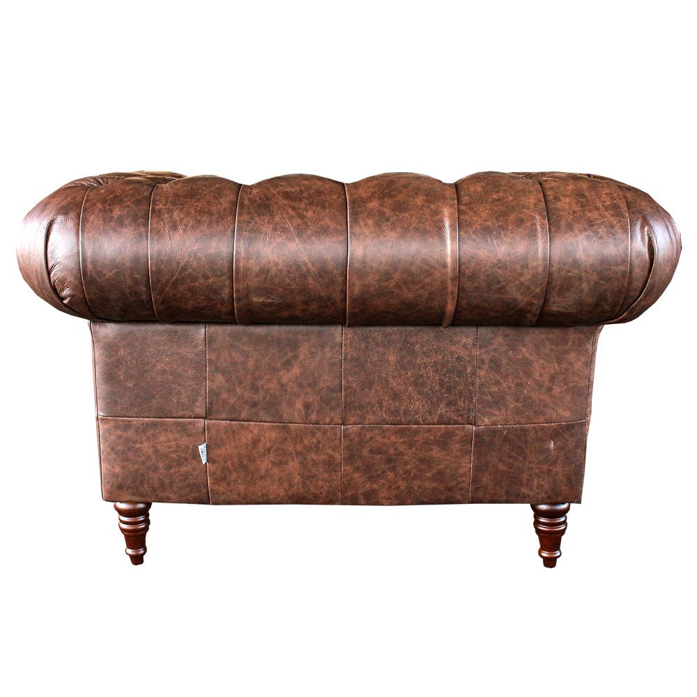 Poltrona Decorativa Sala de Estar Chesterfield Duo Couro Tabaco - Gran Belo