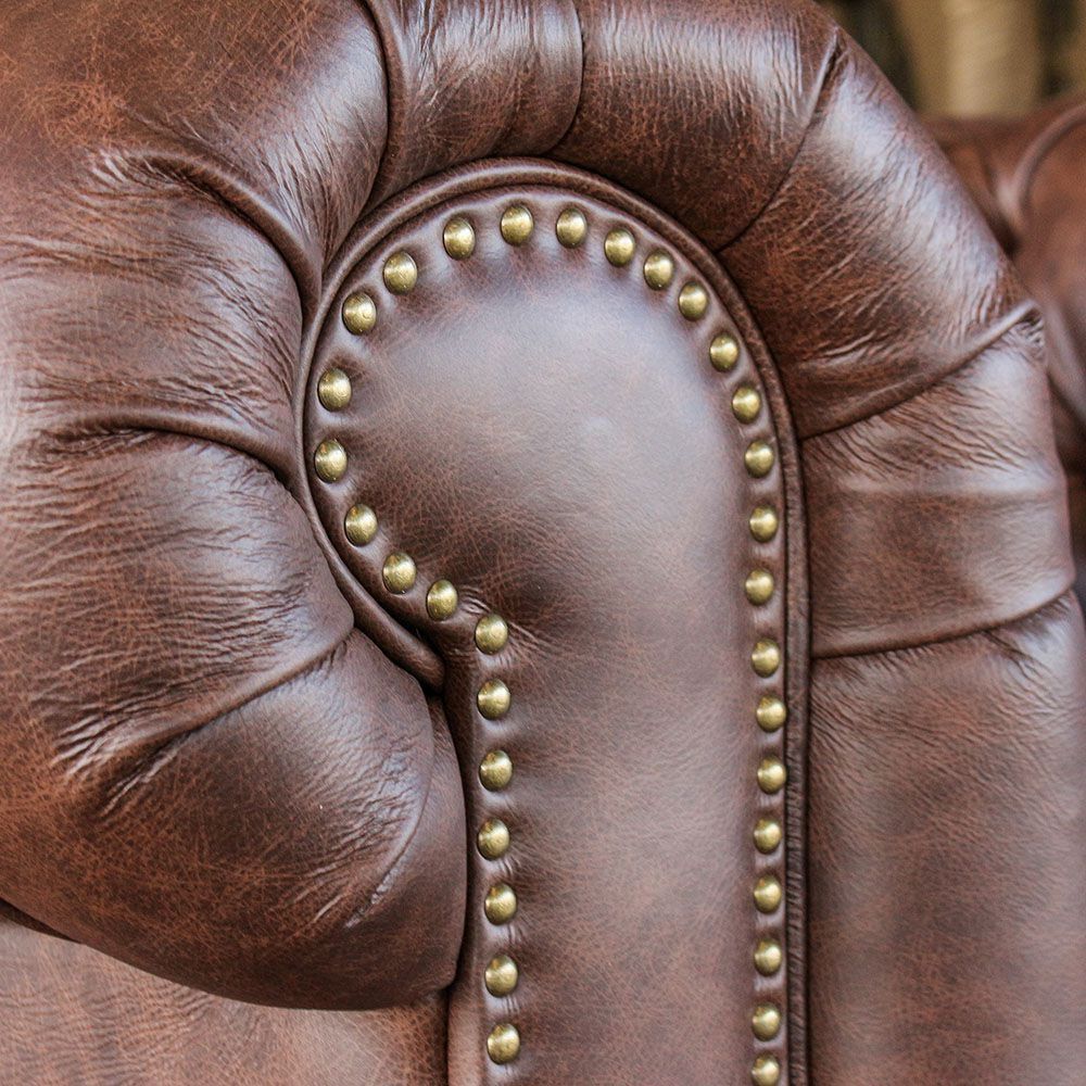 Poltrona Decorativa Sala de Estar Chesterfield Duo Couro Tabaco G40 - Gran Belo