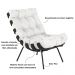Poltrona Decorativa Sala de Estar Costela Base Preta Couro Branco G34 - Gran Belo