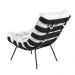 Poltrona Decorativa Sala de Estar Costela Base Preta Couro Branco G34 - Gran Belo