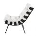 Poltrona Decorativa Sala de Estar Costela Base Preta Couro Branco G34 - Gran Belo