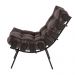 Poltrona Decorativa Sala de Estar Costela Base Preta Couro Marrom G34 - Gran Belo