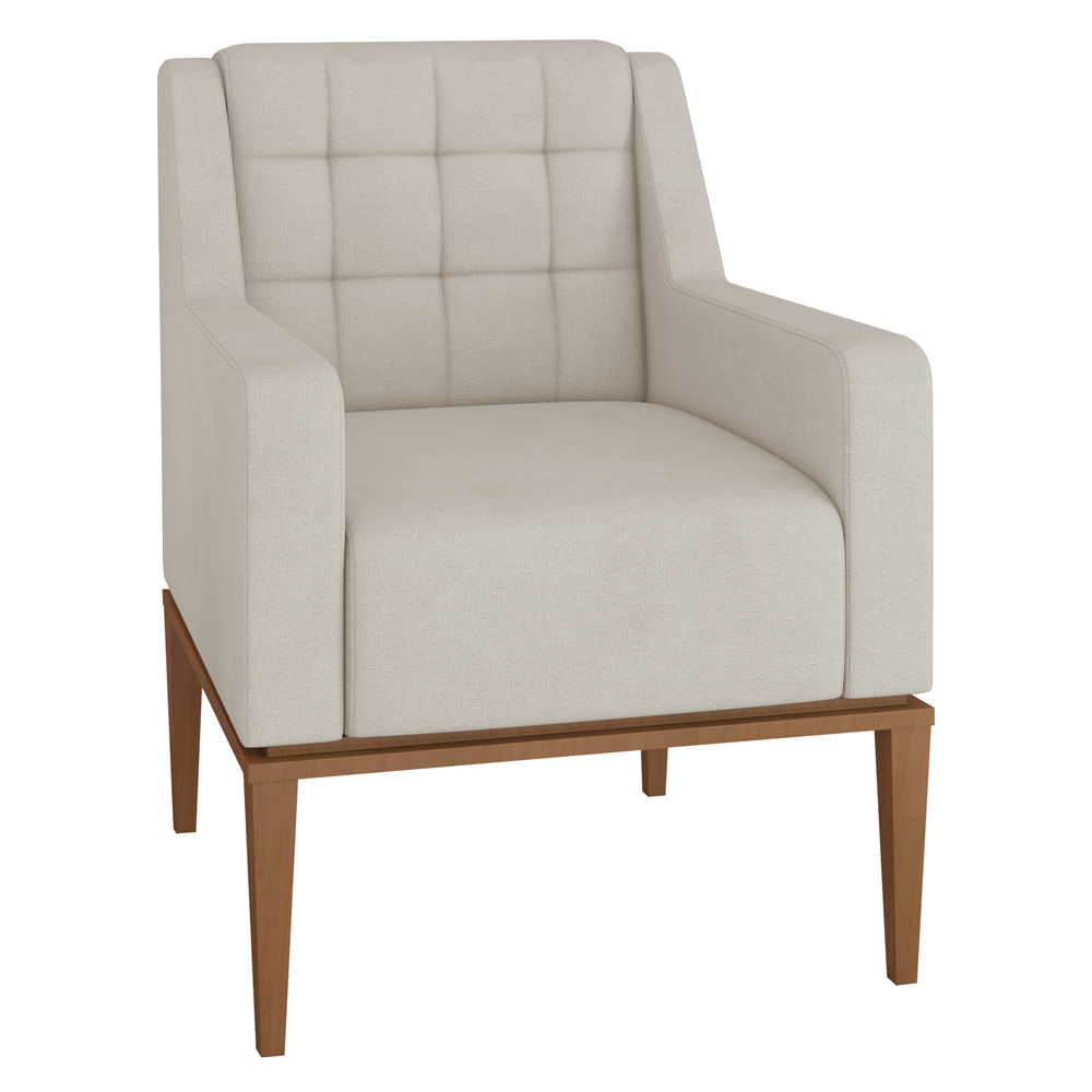 Poltrona Decorativa Sala de Estar Madonna Suede Bege G52 - Gran Belo