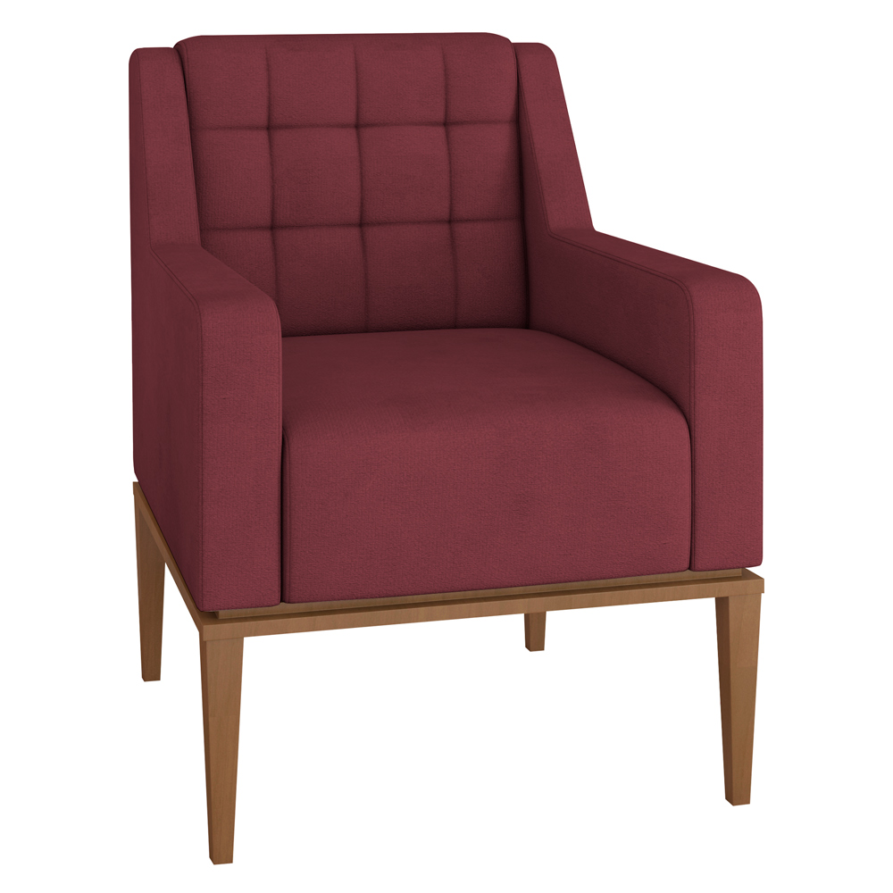 Poltrona Decorativa Sala de Estar Madonna Suede Bordô G52 - Gran Belo