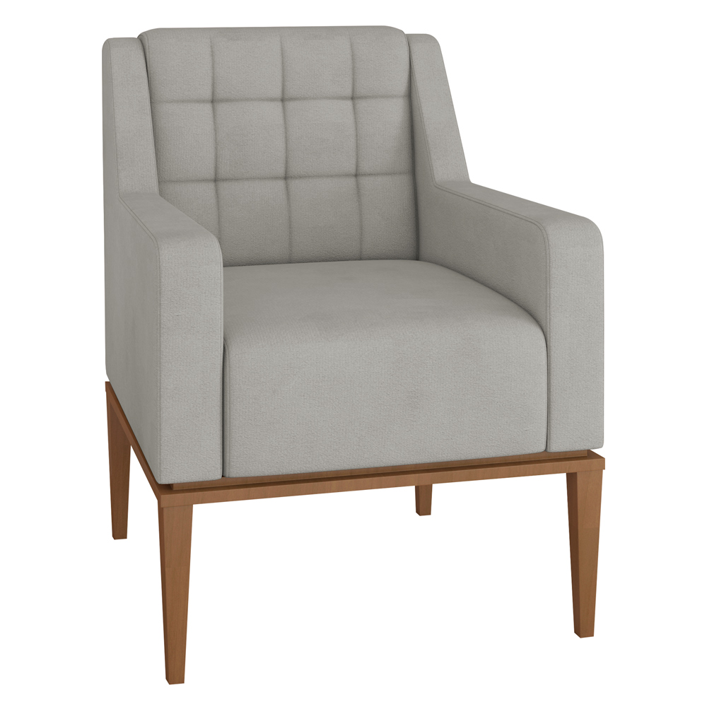 Poltrona Decorativa Sala de Estar Madonna Suede Cinza G52 - Gran Belo