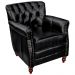 Poltrona Decorativa Sala de Estar Níger Pés Madeira Couro Preto G58 - Gran Belo