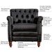 Poltrona Decorativa Sala de Estar Níger Pés Madeira Couro Preto G58 - Gran Belo