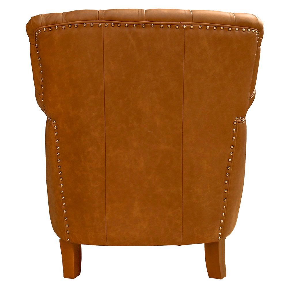 Poltrona Decorativa Sala de Estar Níger Pés Príncipe Couro Mel G58 - Gran Belo