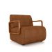 Poltrona Decorativa Sala de Estar Odessa Braços em Madeira PU Caramelo G33 - Gran Belo