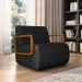 Poltrona Decorativa Sala de Estar Odessa Braços em Madeira PU Preto G33 - Gran Belo