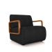 Poltrona Decorativa Sala de Estar Odessa Braços em Madeira PU Preto G33 - Gran Belo